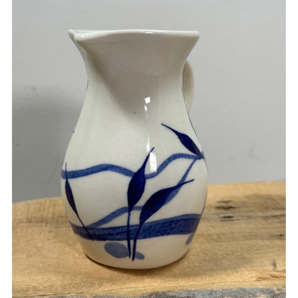 Emerson Creek Pottery Blue Botanical Stoneware Pitcher Bedford Virginia‎ 5